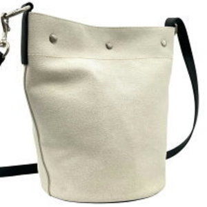 Saint Laurent Gauche Bucket Rive black canvas White Ivory Bag